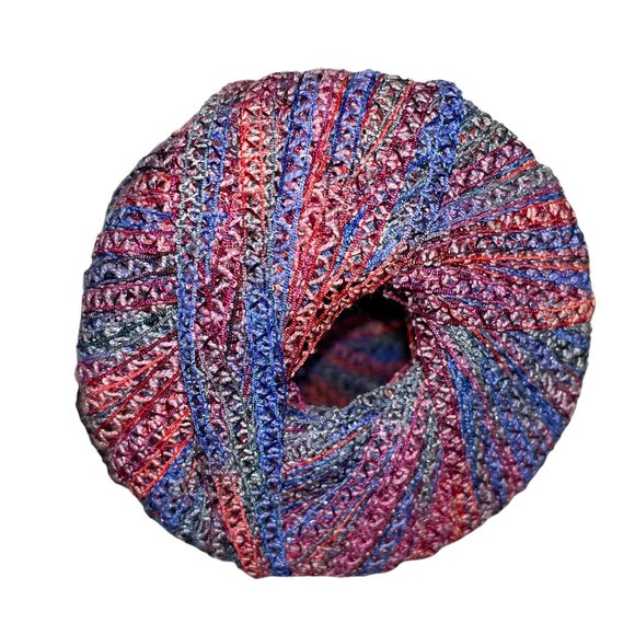Filati FF KARNAK Cotton Nylon Multicolor DK Ribbon Yarn Red Purple Blue - Picture 1 of 6